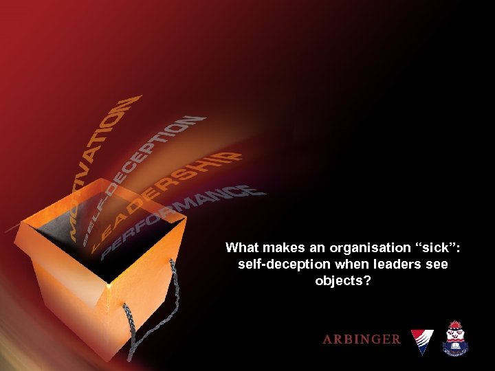 What makes an organisation “sick”: self-deception when leaders see objects? 