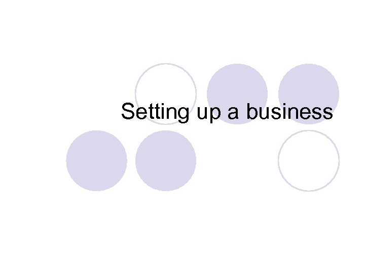 Setting up a business 