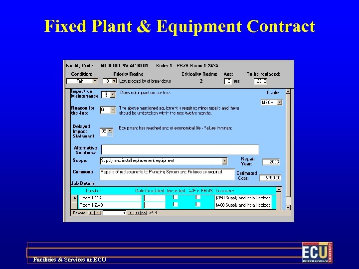 Fixed Plant & Equipment Contract Facilities & Services at ECU 