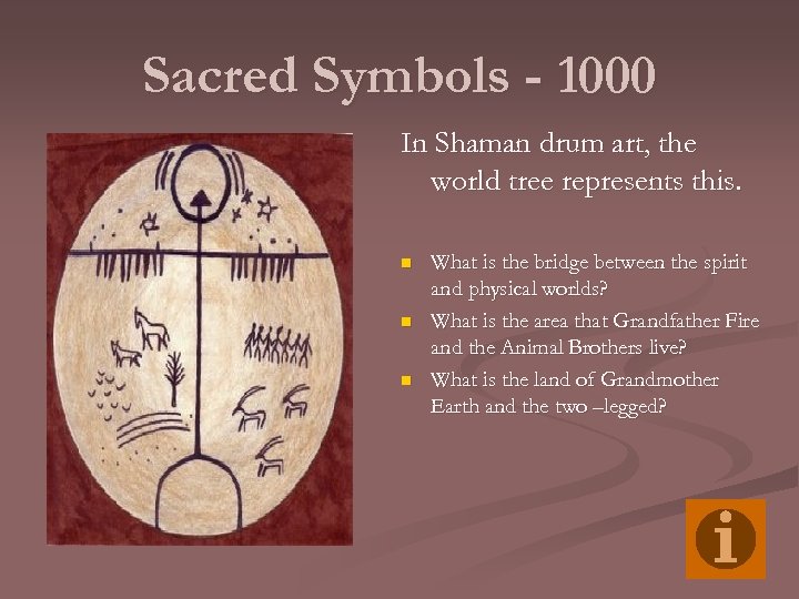 Sacred Symbols - 1000 In Shaman drum art, the world tree represents this. n