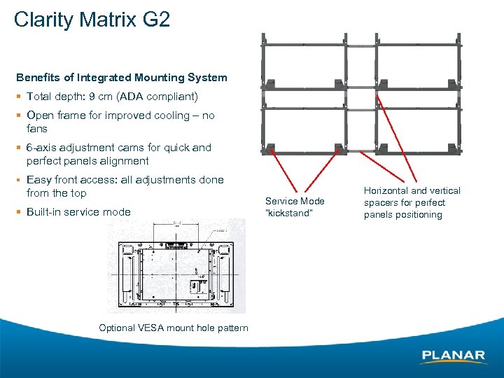Clarity Matrix G 2 Benefits of Integrated Mounting System § Total depth: 9 cm