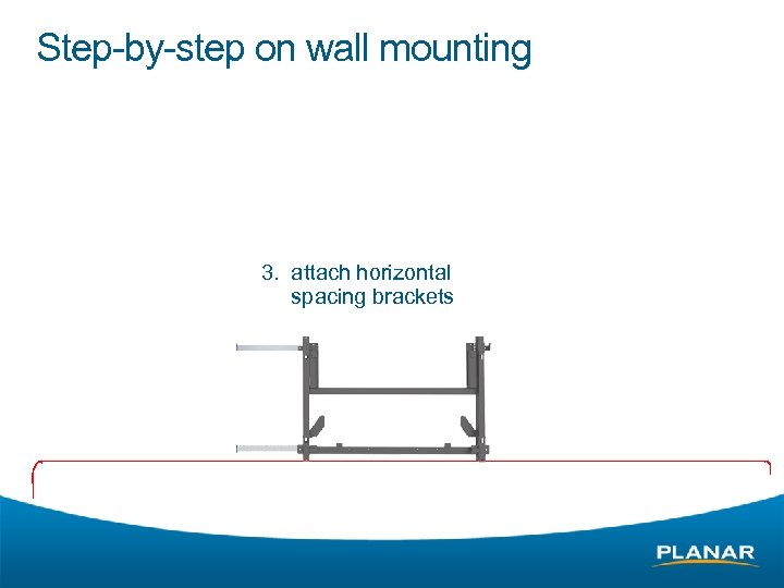 Step-by-step on wall mounting 3. attach horizontal spacing brackets 