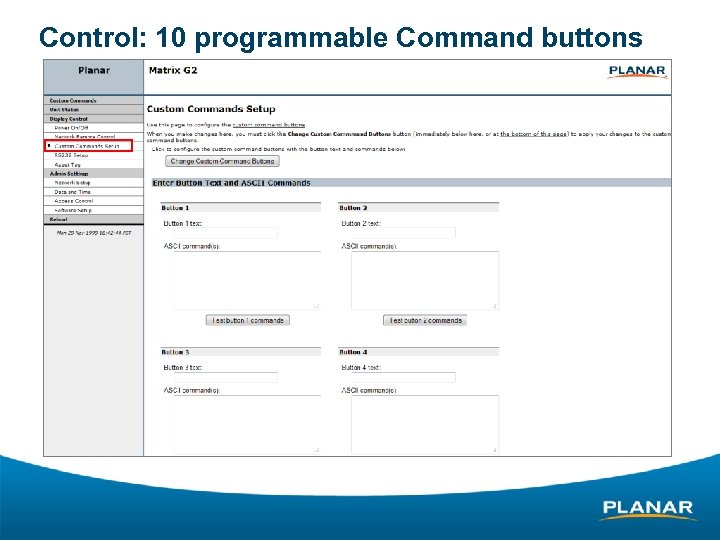 Control: 10 programmable Command buttons 