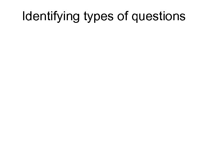 Identifying types of questions 