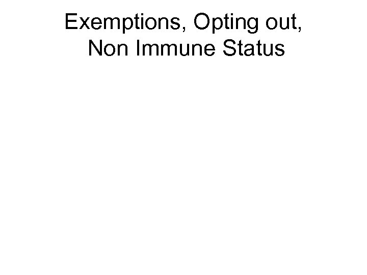 Exemptions, Opting out, Non Immune Status 