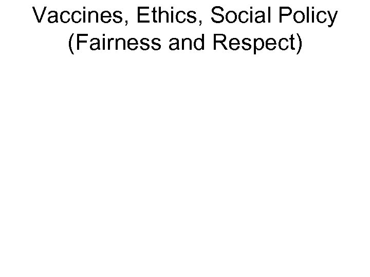 Vaccines, Ethics, Social Policy (Fairness and Respect) 