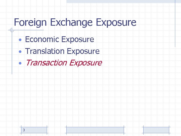 Foreign Exchange Exposure • Economic Exposure • Translation Exposure • Transaction Exposure 3 