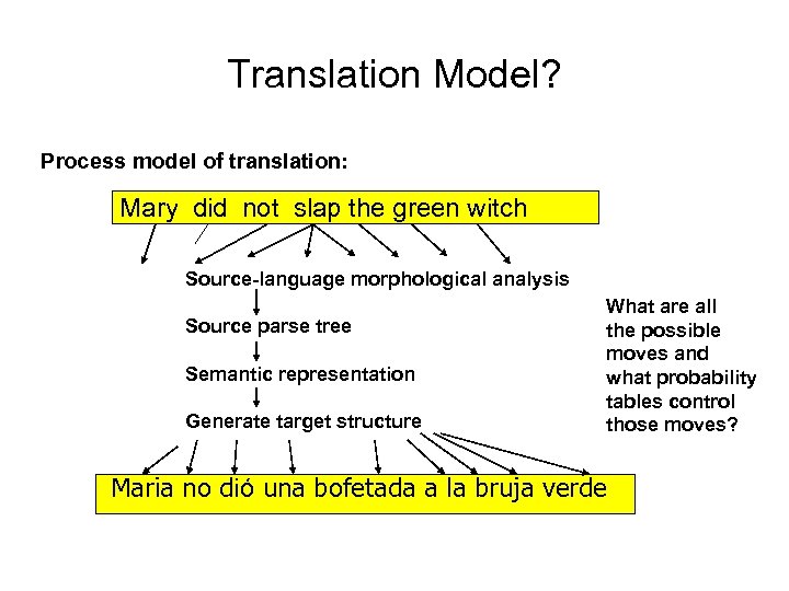 Translation Model? Process model of translation: Mary did not slap the green witch Source-language