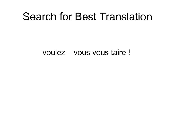 Search for Best Translation voulez – vous taire ! 