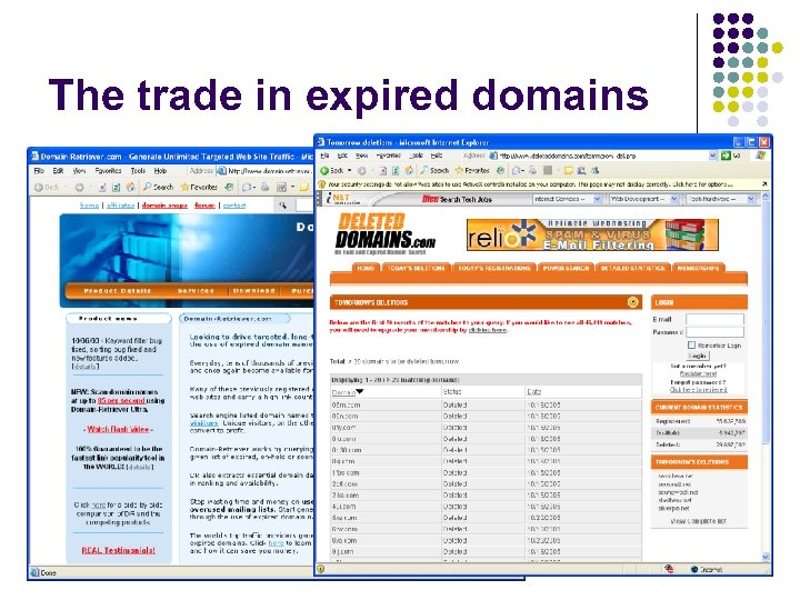 The trade in expired domains 