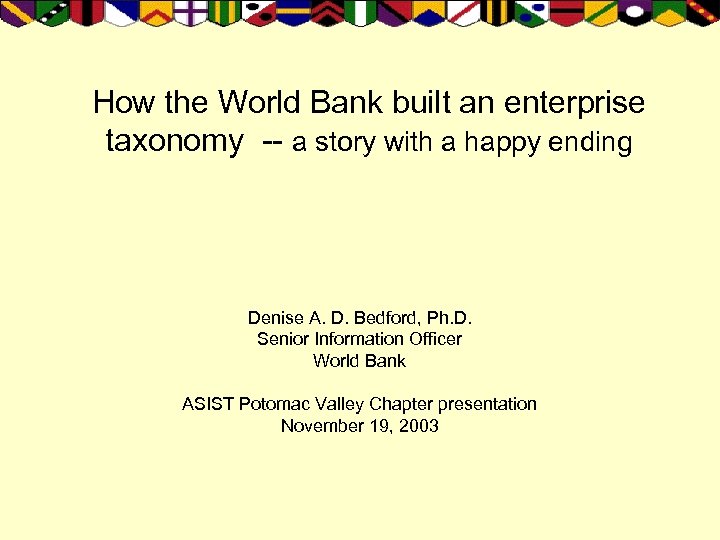 How the World Bank built an enterprise taxonomy -- a story with a happy