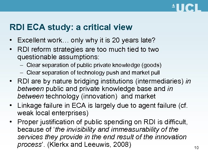RDI ECA study: a critical view • Excellent work… only why it is 20