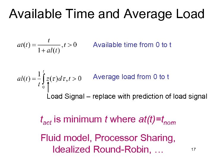 Available Time and Average Load Available time from 0 to t Average load from