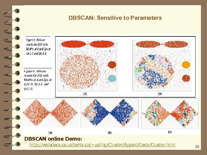 DBSCAN: Sensitive to Parameters DBSCAN online Demo: http: //webdocs. ualberta. ca/~yaling/Cluster/Applet/Code/Cluster. html 30 