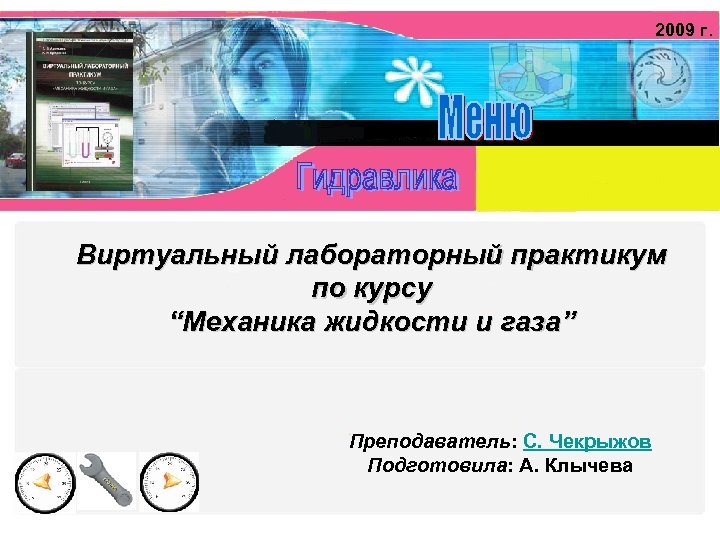 2009 г. Виртуальный лабораторный практикум по курсу “Механика жидкости и газа” Преподаватель: С. Чекрыжов