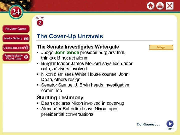 SECTION 2 The Cover-Up Unravels The Senate Investigates Watergate Image • Judge John Sirica