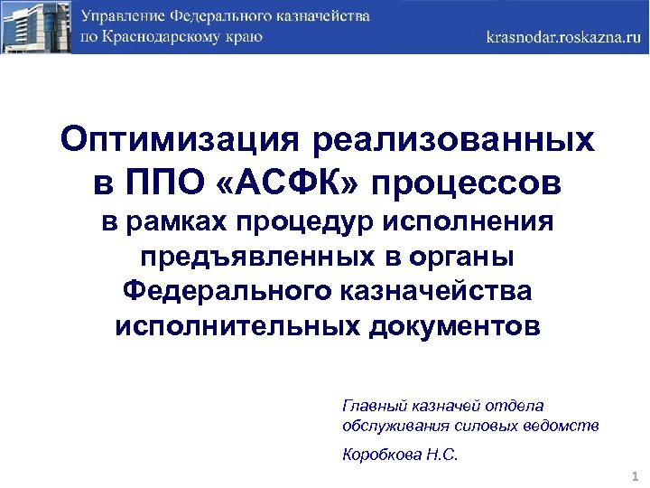 Оптимизация реализованных в ППО «АСФК» процессов в рамках процедур исполнения предъявленных в органы Федерального