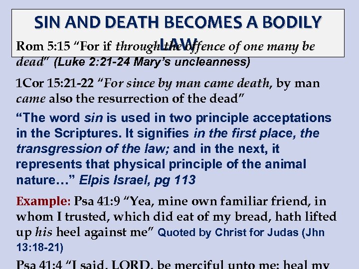 SIN AND DEATH BECOMES A BODILY Rom 5: 15 “For if through. LAW the