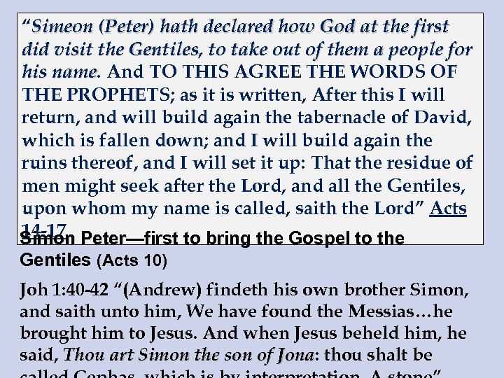 “Simeon (Peter) hath declared how God at the first did visit the Gentiles, to
