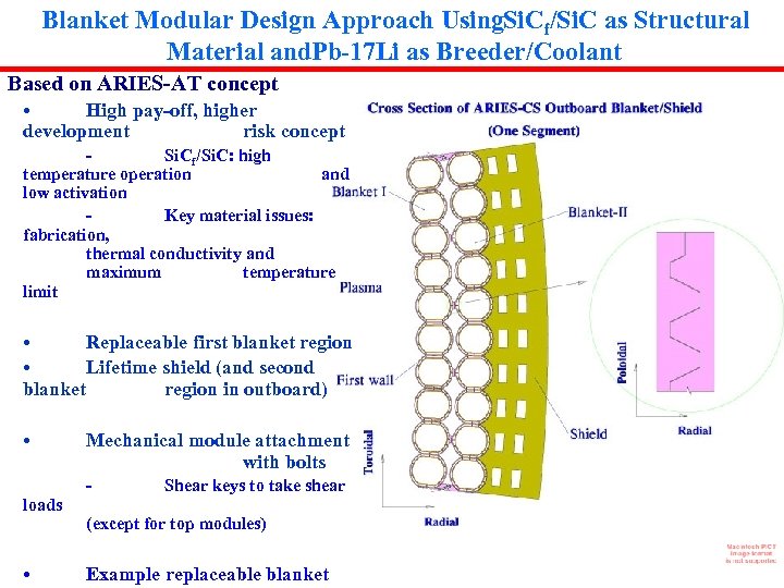 Blanket Modular Design Approach Using. Si. Cf/Si. C as Structural Material and. Pb-17 Li