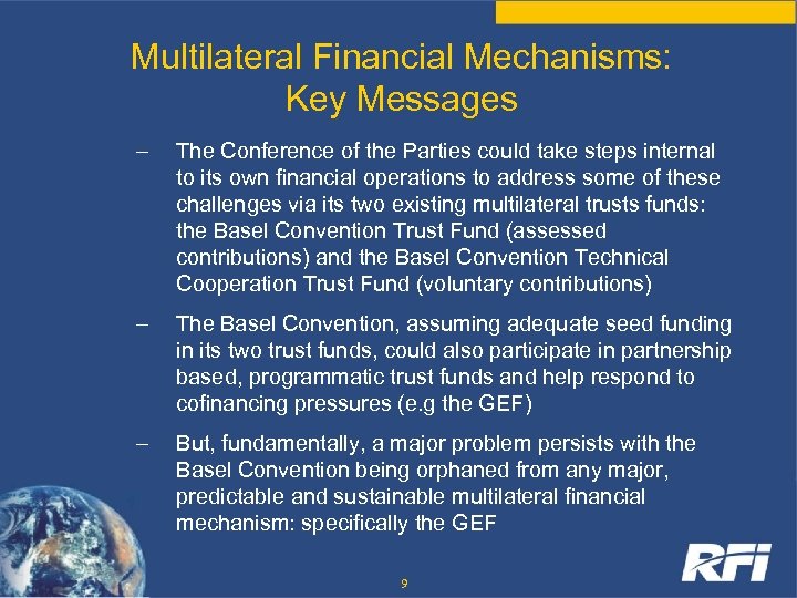Multilateral Financial Mechanisms: Key Messages – The Conference of the Parties could take steps