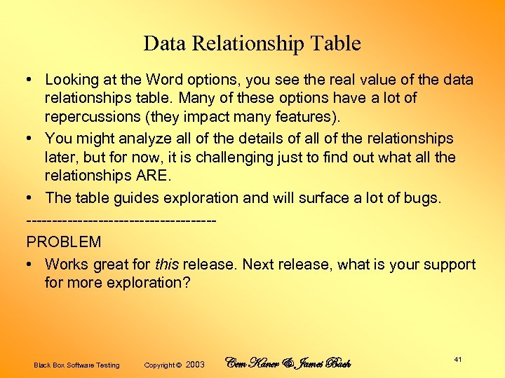 Data Relationship Table • Looking at the Word options, you see the real value