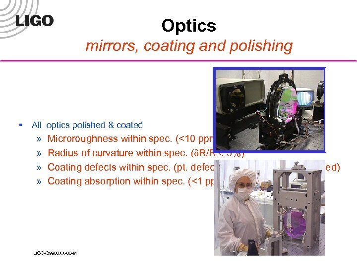 Optics mirrors, coating and polishing § All optics polished & coated » » Microroughness