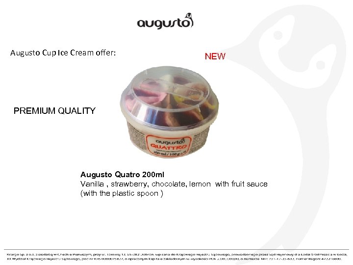 Augusto Cup Ice Cream offer: NEW PREMIUM QUALITY Augusto Quatro 200 ml Vanilla ,