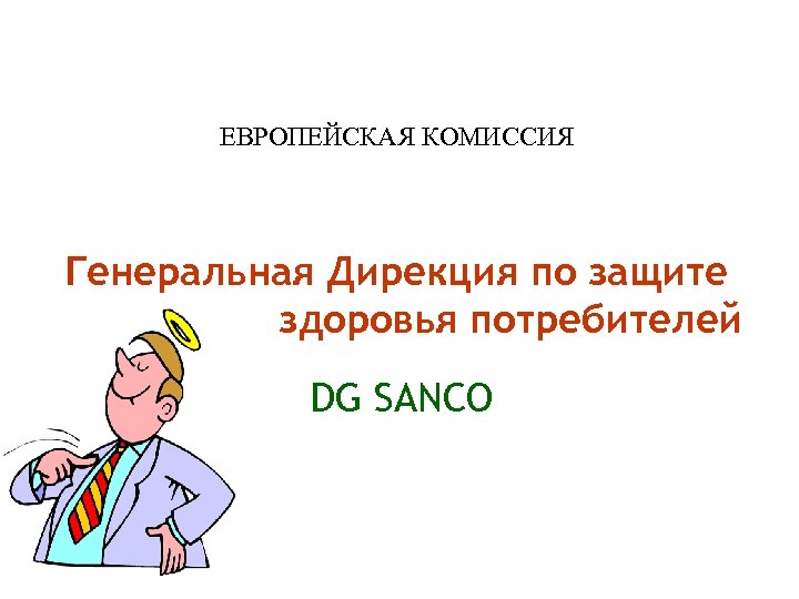 ЕВРОПЕЙСКАЯ КОМИССИЯ Генеральная Дирекция по защите здоровья потребителей DG SANCO 