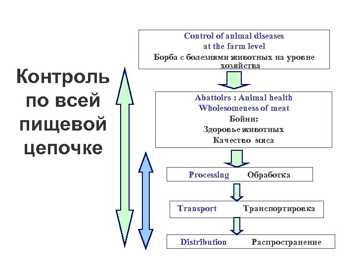 Контроль по всей пищевой цепочке Control of animal diseases at the farm level Борба