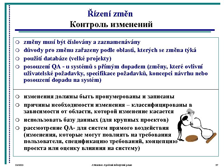 Řízení změn Контроль изменений m m m m 02/2003 změny musí být číslovány a