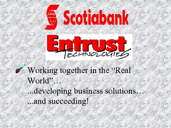Working together in the “Real World”…. . . developing business solutions…. . . and