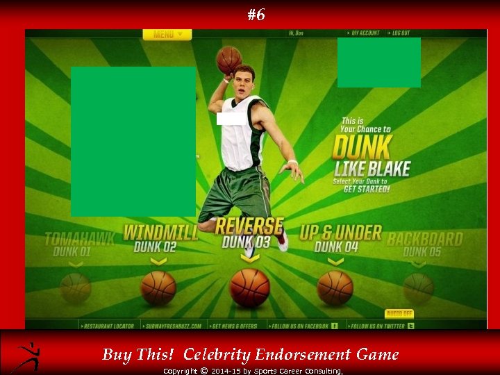 #6 Buy This! Celebrity Endorsement Game Copyright © 2014 -15 by Sports Career Consulting,