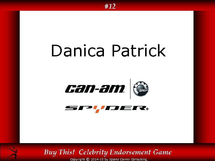 #12 Danica Patrick Buy This! Celebrity Endorsement Game Copyright © 2014 -15 by Sports