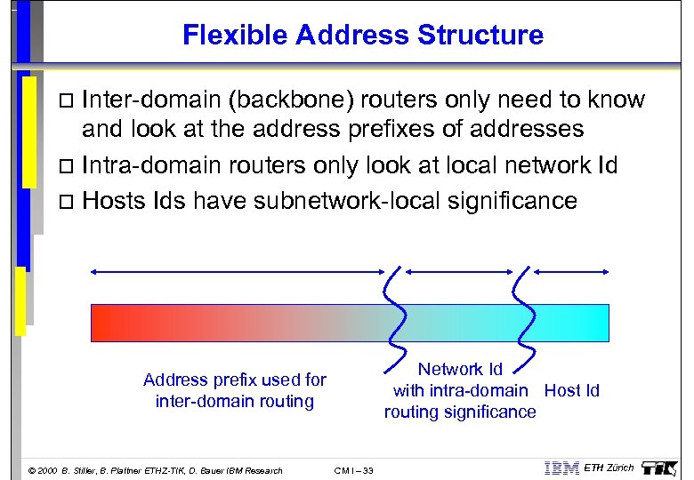 Flexible Address Structure Inter-domain (backbone) routers only need to know and look at the