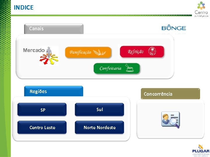 INDICE Canais Mercado Regiões Concorrência SP Sul Centro Leste Nordeste 