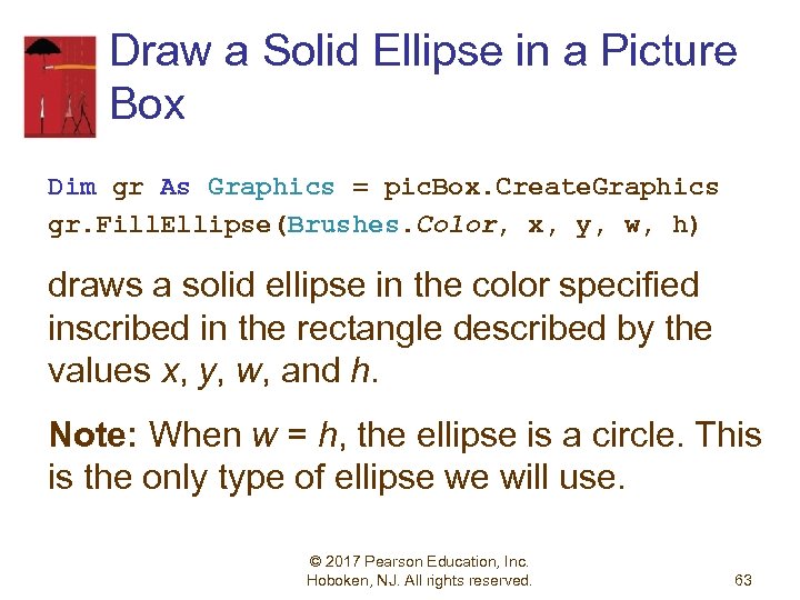 Draw a Solid Ellipse in a Picture Box Dim gr As Graphics = pic.