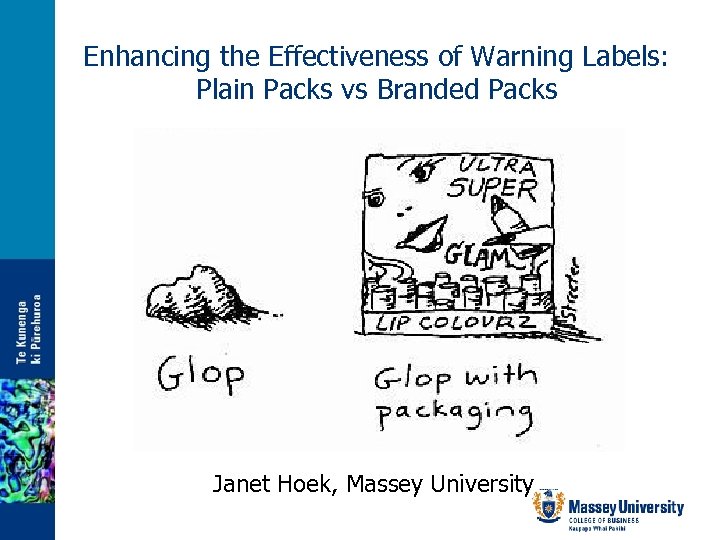 Enhancing the Effectiveness of Warning Labels: Plain Packs vs Branded Packs Janet Hoek, Massey