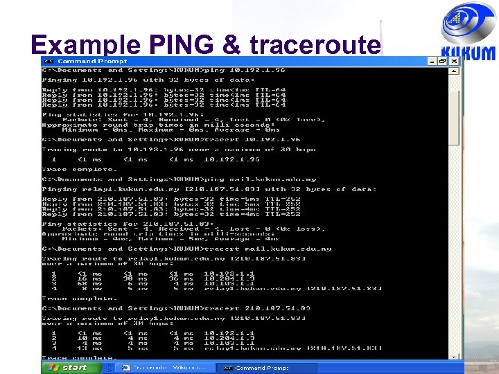 Example PING & traceroute 