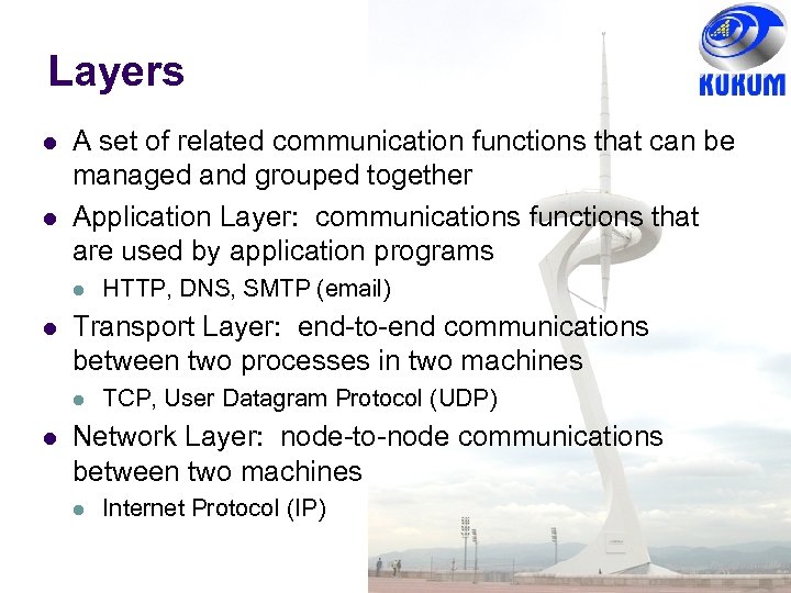 Layers A set of related communication functions that can be managed and grouped together