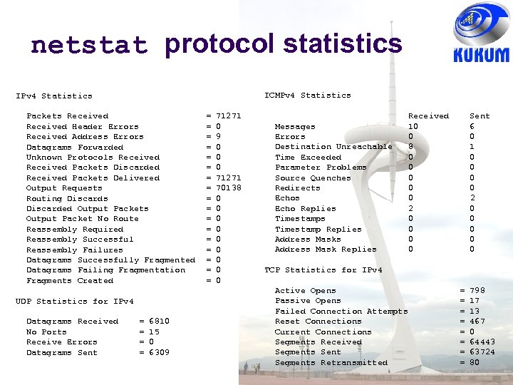 netstat protocol statistics ICMPv 4 Statistics IPv 4 Statistics Packets Received Header Errors Received