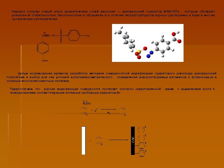 Недавно получен новый класс ароматических солей диазония — арилдиазоний тозилатов Ar. N 2+OTs- ,