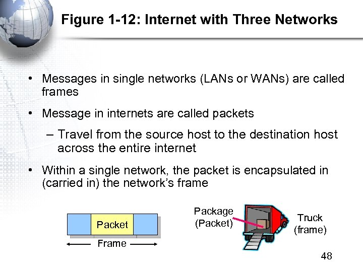 Figure 1 -12: Internet with Three Networks • Messages in single networks (LANs or
