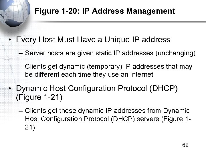 Figure 1 -20: IP Address Management • Every Host Must Have a Unique IP