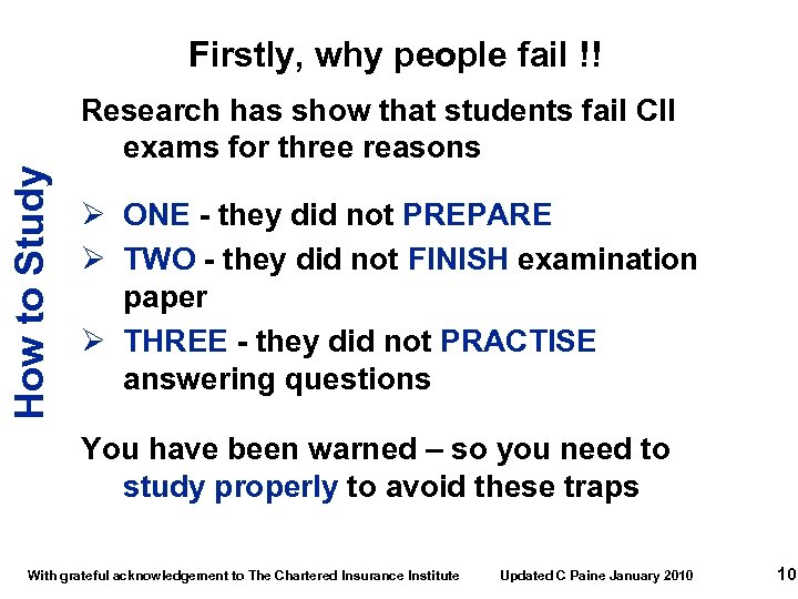 Firstly, why people fail !! How to Study Research has show that students fail