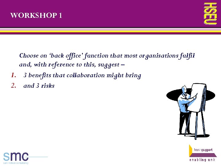 WORKSHOP 1 Choose on ‘back office’ function that most organisations fulfil and, with reference