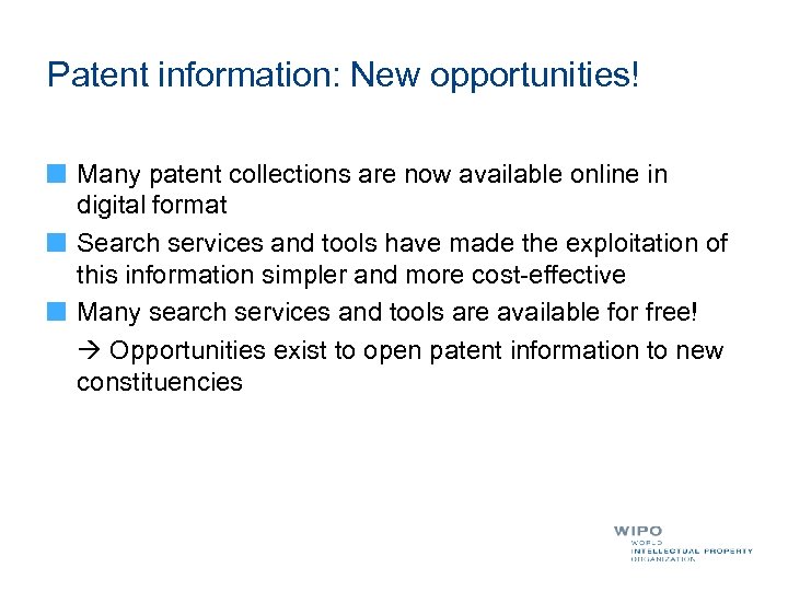 Patent information: New opportunities! Many patent collections are now available online in digital format