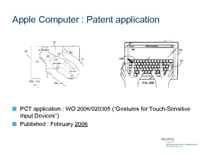 Apple Computer : Patent application PCT application : WO 2006/020305 (“Gestures for Touch-Sensitive Input