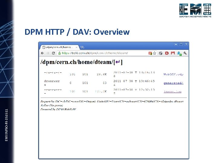 EMI INFSO-RI-261611 DPM HTTP / DAV: Overview 
