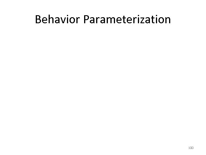 Behavior Parameterization 100 